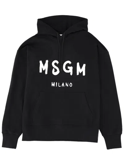 Msgm Essential Cotton Sweatshirt For Men - Fw25 In Black