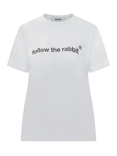 Msgm Essential Unisex T-shirt In Optical White