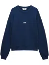 Msgm Extra-long Sleeves Logo-printed Sweatshirt In Blue