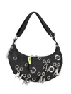 Msgm Eyelet Charm Shoulder Bag In Black