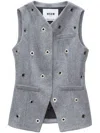 Msgm Eyelet-detail Vest In Grey