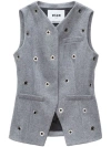 Msgm Eyelet-detail Vest In Grey