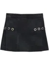 Msgm Eyelet-embellished Denim Miniskirt In Black