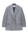 Msgm Heather Grey Eyelet-embellished Single-breasted Blazer In Gray