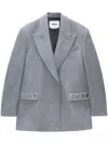 Msgm Heather Grey Eyelet-embellished Single-breasted Blazer In Grey