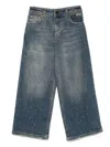 Msgm Eyelet-embellished Wide-leg Jeans In Blue