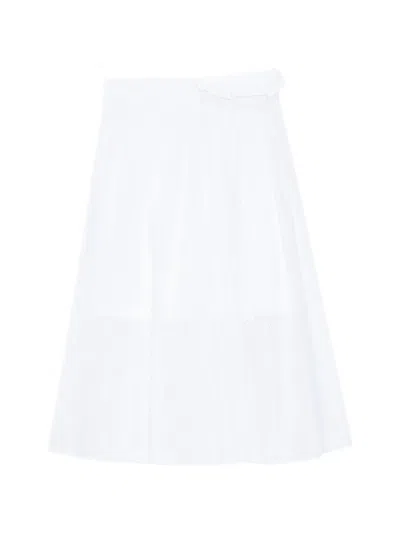 Msgm Eyelet Midi Skirt In White
