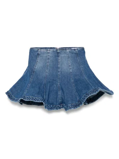 Msgm Denim Mini Skirt In Blue