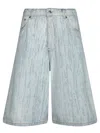 Msgm Faded Denim Blue Shorts With Relaxed Fit In Blue