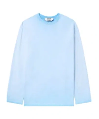 Msgm Blue Faded Long Sleeve T-shirt In 84 Light Blue