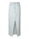 Msgm Distressed Maxi Skirt In Light Blue