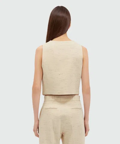 Msgm Fancy Gabardine Vest In Neutral