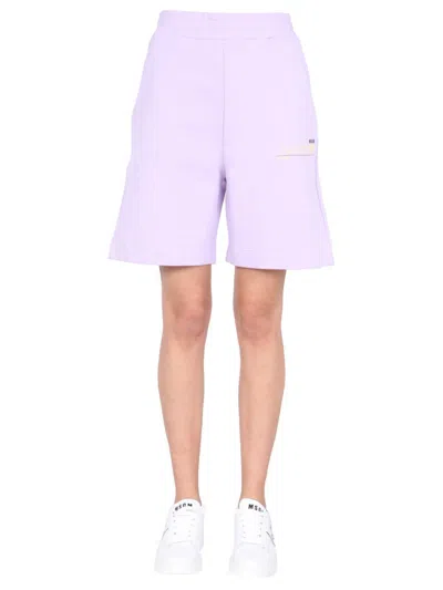 Msgm "fantastic Green" Bermuda In Purple