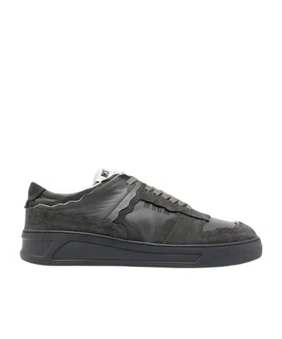 Msgm Fantastic Green Leather Sneakers In Black