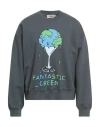Msgm Fantastic Green Man Sweatshirt Dark Green Size Xxl Organic Cotton In Gray