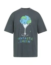 Msgm Fantastic Green Man T-shirt Charcoal Size Xxl Organic Cotton In Gray