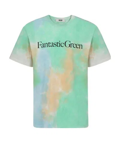 Msgm Fantastic Green Tie-dye T-shirt