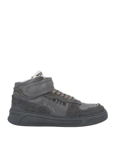 Msgm Fantastic Green Woman Sneakers Lead Size 8 Leather In Grey