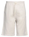 Msgm Fantastic Green X Duccio Maria Gambi Man Shorts & Bermuda Shorts Ivory Size S Organic Cotton In White