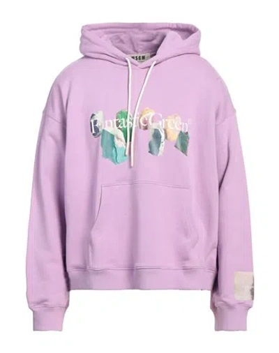 Msgm Fantastic Green X Duccio Maria Gambi Man Sweatshirt Lilac Size Xl Organic Cotton In Purple