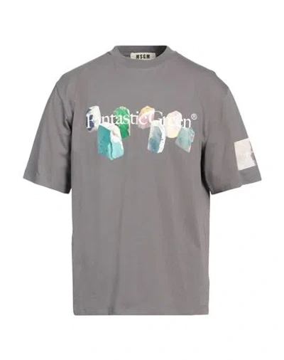 Msgm Fantastic Green X Duccio Maria Gambi Man T-shirt Grey Size M Organic Cotton In Grey