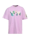 Msgm Fantastic Green X Duccio Maria Gambi Man T-shirt Lilac Size Xxl Organic Cotton In Purple