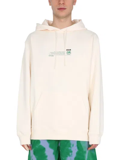 Msgm Fantastic Hoodie With Drawstring For Men In White