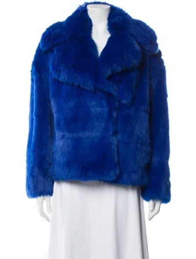 Pre-owned Msgm Faux Fur Coat In Blue