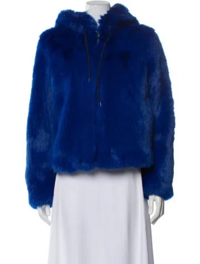 Pre-owned Msgm Faux Fur Coat In Blue