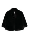 Msgm Faux-fur Cropped Jacket In Black