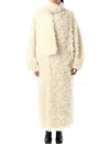 Msgm Faux-fur Long Coat In Neutrals