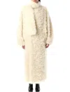 Msgm Faux-fur Long Coat In Off White