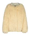 Msgm Faux-fur Single-breasted Jacket In Nude