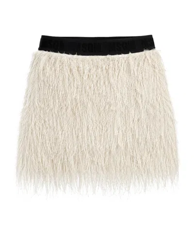 Msgm Faux Fur Skirt In Neutral
