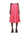 Msgm Pink Faux-leather Midi Skirt In Red