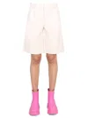 Msgm Faux Leather Bermuda Shorts In White
