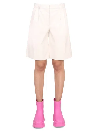 Msgm Faux Leather Bermuda Shorts In White