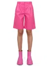 MSGM MSGM FAUX LEATHER BERMUDA SHORTS