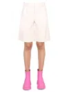 Msgm Faux Leather Bermuda Shorts In White