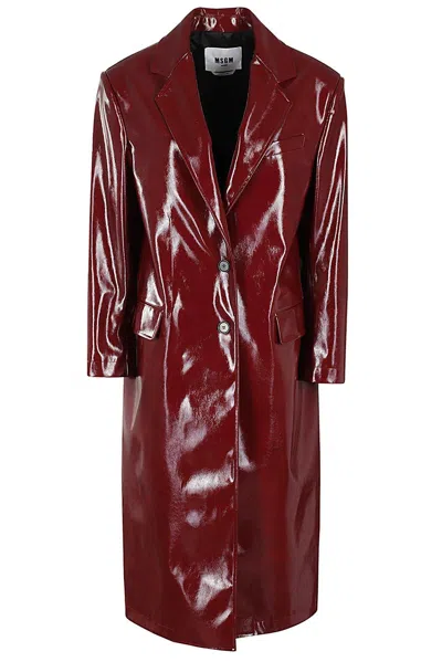 MSGM FAUX-LEATHER BUTTONED STRAIGHT HEM COAT