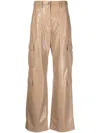 Msgm Faux-leather Cargo Trousers In Neutrals