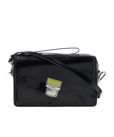 Msgm Faux Leather Cross-body Bag In Black