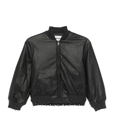 Msgm Faux-leather Jacket In Black