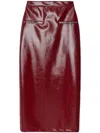 Msgm Long Faux Leather Skirt With Zip In Red