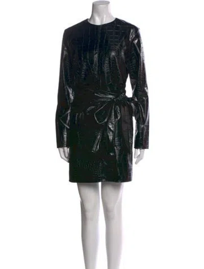 Pre-owned Msgm Faux Leather Mini Dress In Black