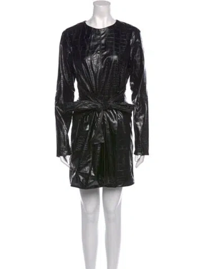 Pre-owned Msgm Faux Leather Mini Dress In Black