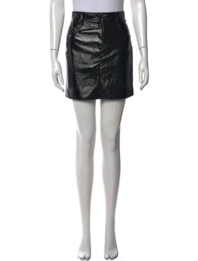 Pre-owned Msgm Faux Leather Mini Skirt W/ Tags In Black/metallic