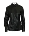 Msgm Faux Leather Shirt In Black Polyurethane In Black
