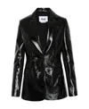 Msgm Faux-leather Single-breasted Blazer In Black
