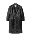 Msgm Faux-leather Single-breasted Coat In Black